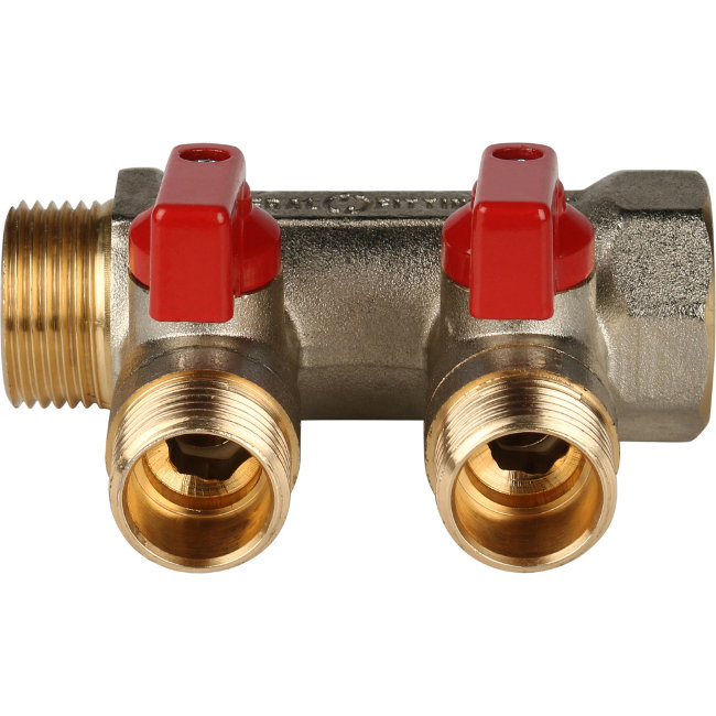 Коллектор с шаровыми кранами STOUT 3/4", 2 отвода 1/2" (красные ручки) (SMB 6200 341202) в Санкт-Петербурге Коллектор с шаровыми кранами STOUT 3/4", 2 отвода 1/2" (красные ручки) (SMB 6200 341202) в Санкт-Петербурге
