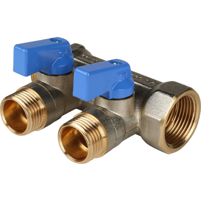Коллектор с шаровыми кранами STOUT 3/4", 2 отвода 1/2" (синие ручки) (SMB 6201 341202) в Санкт-Петербурге Коллектор с шаровыми кранами STOUT 3/4", 2 отвода 1/2" (синие ручки) (SMB 6201 341202) в Санкт-Петербурге