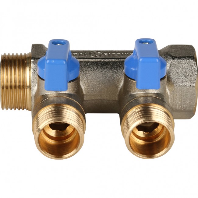 Коллектор с шаровыми кранами STOUT 3/4", 2 отвода 1/2" (синие ручки) (SMB 6201 341202) в Санкт-Петербурге Коллектор с шаровыми кранами STOUT 3/4", 2 отвода 1/2" (синие ручки) (SMB 6201 341202) в Санкт-Петербурге