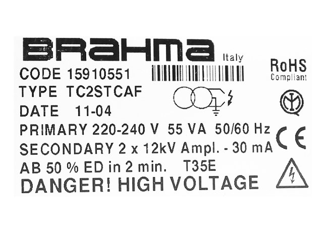 Трансформатор поджига BRAHMA TC2ST CAF (заменен на 0005020044+0005130111) арт. 5020033 (3-19-5040X) в Санкт-Петербурге