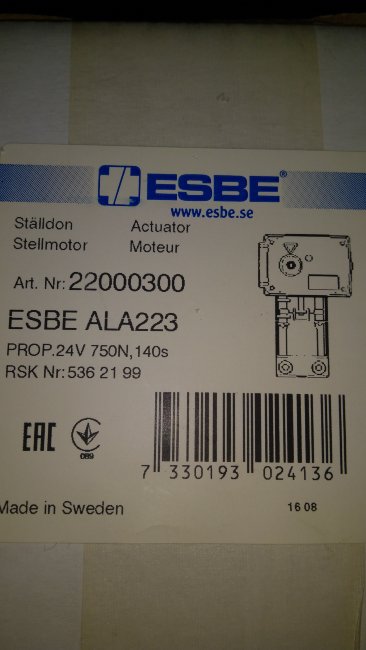 Электропривод линейный ESBE ALA223, 24В, 50/60Гц, 140сек. 750Н (0-10В, 2-10В/0-20мА, 4-20мА) (арт. 22000300) в Санкт-Петербурге
