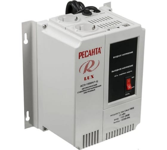 Однофазный цифровой настенный стабилизатор серии LUX РЕСАНТА АСН-1500Н/1-Ц