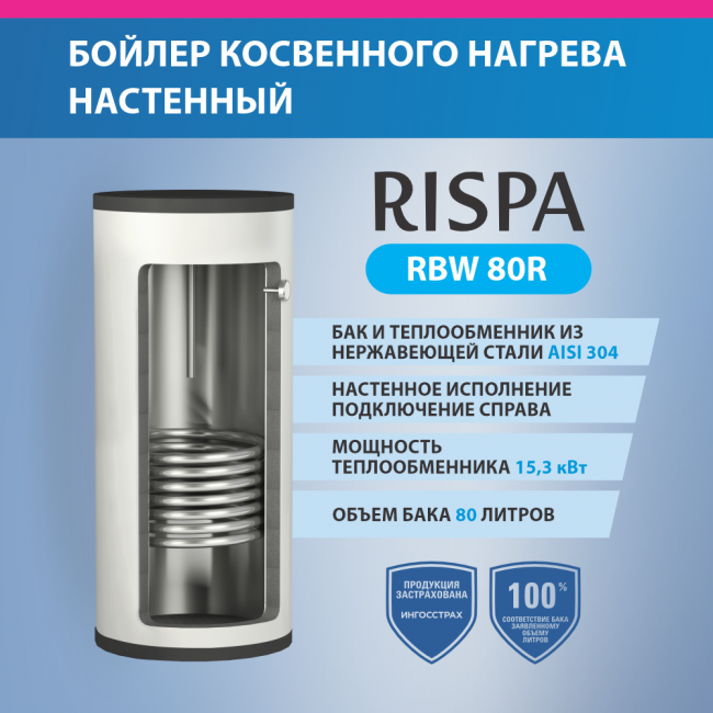 Бойлер косвенного нагрева RISPA RBW 80 R