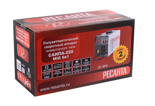 Полуавтоматический сварочный аппарат инверторного типа РЕСАНТА САИПА-220 в Санкт-Петербурге