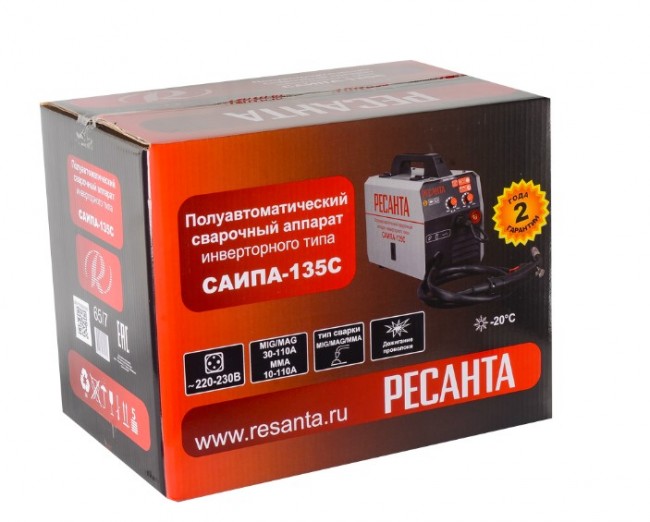 Полуавтоматический сварочный аппарат инверторного типа РЕСАНТА САИПА-135 в Санкт-Петербурге