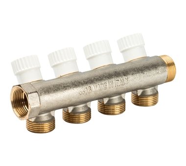 Коллектор 4 выхода с перекрывающими кранами LUXOR CP 454 G3/4xG3/4 EK (68512804) в Санкт-Петербурге Коллектор 4 выхода с перекрывающими кранами LUXOR CP 454 G3/4xG3/4 EK (68512804) в Санкт-Петербурге
