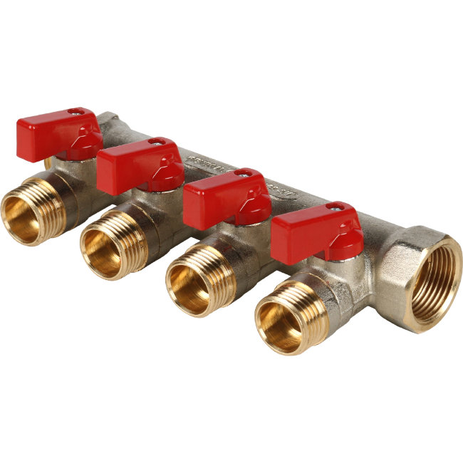 Коллектор 4 отвода с шаровыми кранами STOUT 3/4" 1/2"(красные ручки) (SMB 6200 341204) в Санкт-Петербурге Коллектор 4 отвода с шаровыми кранами STOUT 3/4" 1/2"(красные ручки) (SMB 6200 341204) в Санкт-Петербурге