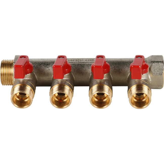 Коллектор 4 отвода с шаровыми кранами STOUT 3/4" 1/2"(красные ручки) (SMB 6200 341204) в Санкт-Петербурге Коллектор 4 отвода с шаровыми кранами STOUT 3/4" 1/2"(красные ручки) (SMB 6200 341204) в Санкт-Петербурге