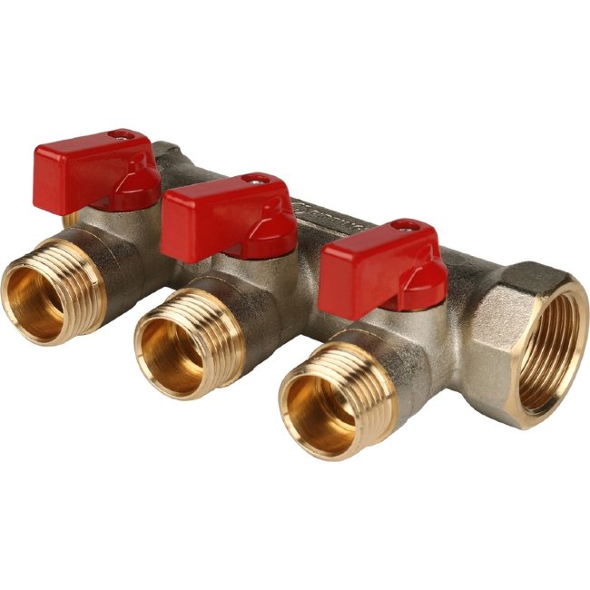 Коллектор 3 отвода с шаровыми кранами STOUT 3/4" 1/2" (красные ручки) (SMB 6200 341203) в Санкт-Петербурге Коллектор 3 отвода с шаровыми кранами STOUT 3/4" 1/2" (красные ручки) (SMB 6200 341203) в Санкт-Петербурге
