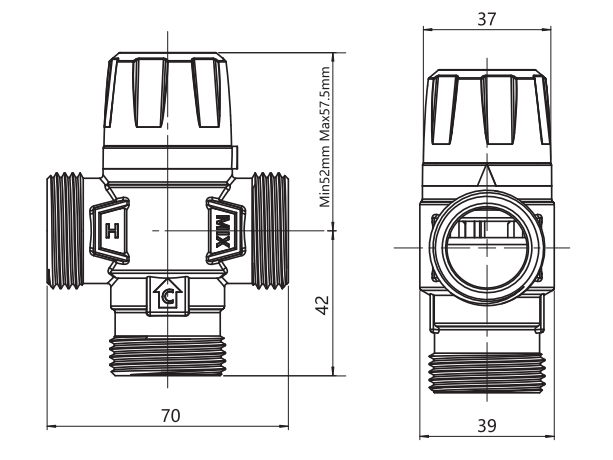 Клапан термостатический Wester VTS3, 20-43 (DN25; Kvs2,5; PN10; НР 1"; ГВ-СО) Клапан термостатический Wester VTS3, 20-43 (DN25; Kvs2,5; PN10; НР 1"; ГВ-СО)